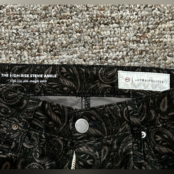 🏵AG Anthropologie Paisley Print Black Velvet The High Rise Stevie Ankle Jean 29 - Picture 3 of 5
